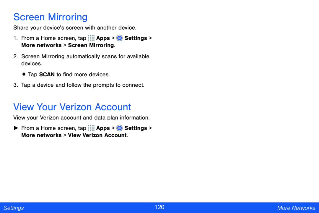 Screen Mirroring View Your Verizon Account