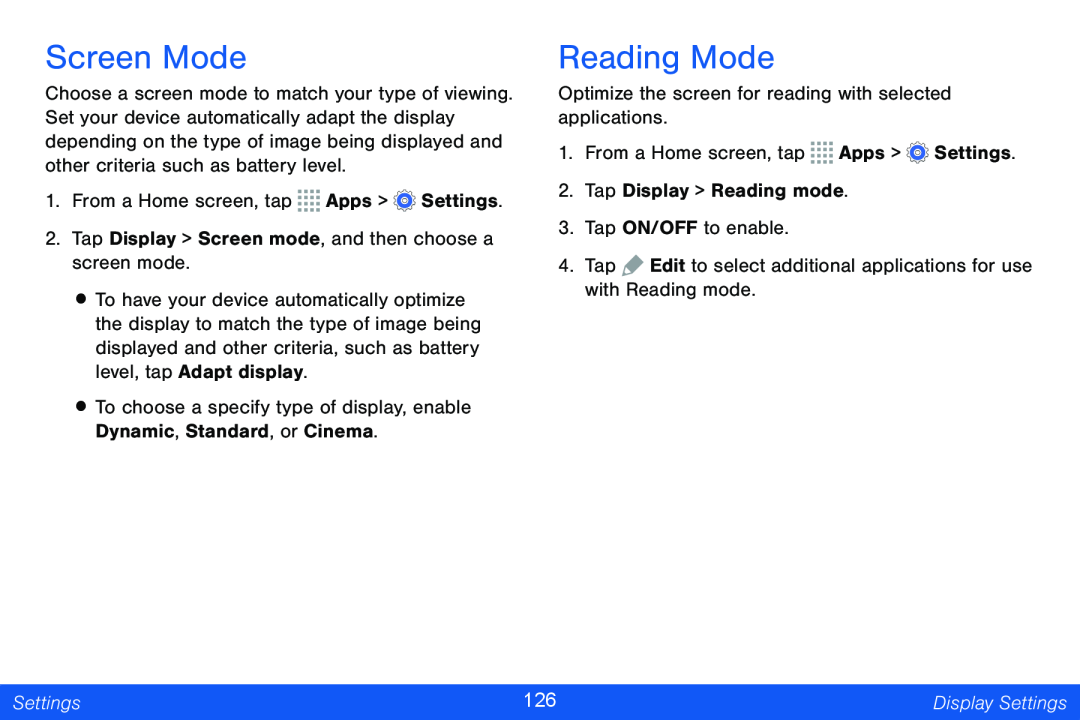 Screen Mode Reading Mode