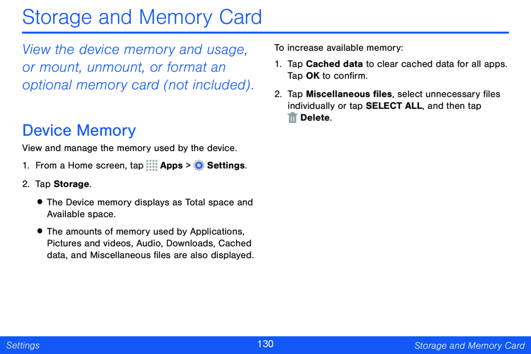 Device Memory Galaxy Note Pro 12.2 Verizon