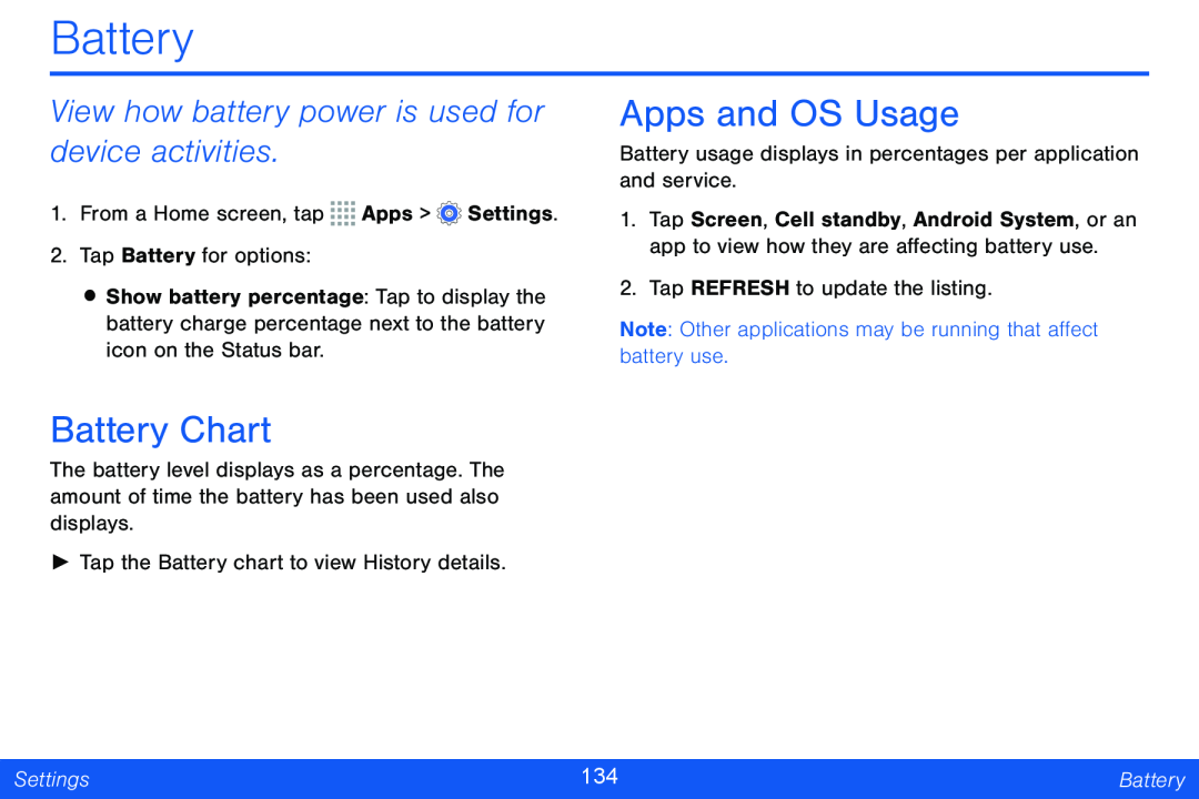 View how battery power is used for device activities Galaxy Note Pro 12.2 Verizon