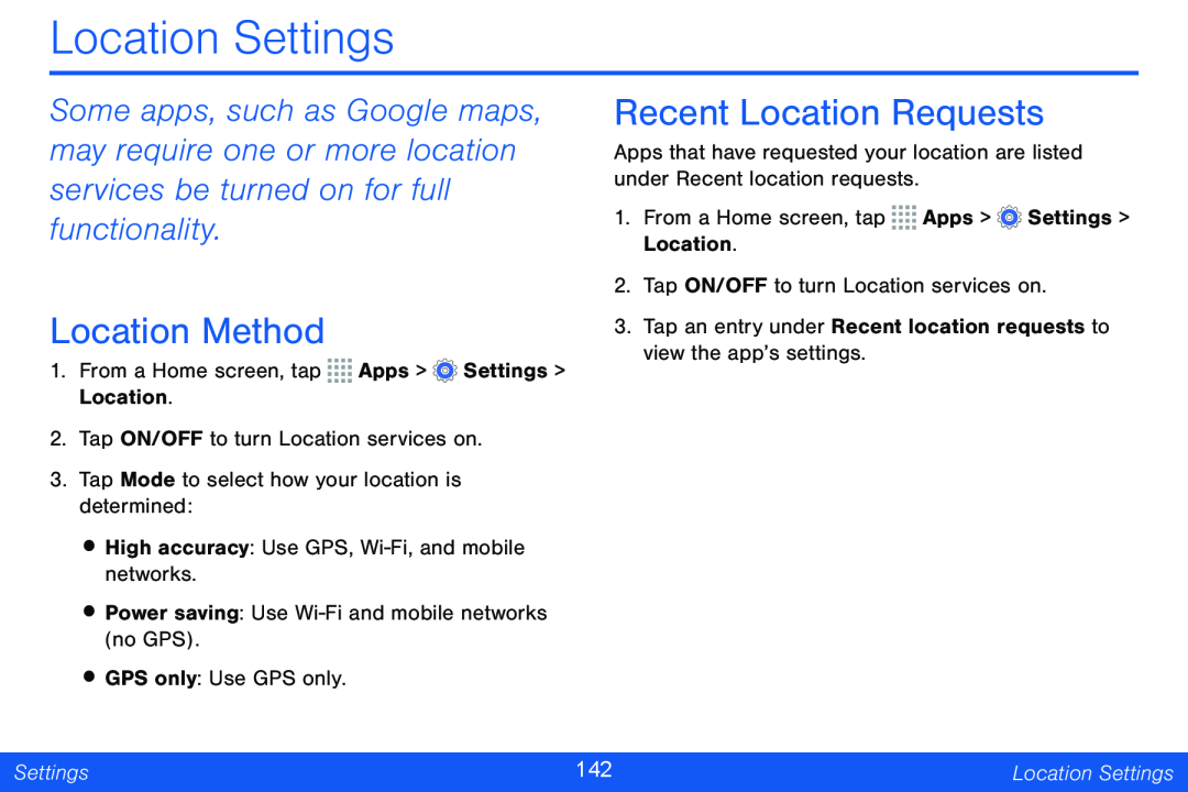 Recent Location Requests Galaxy Note Pro 12.2 Verizon