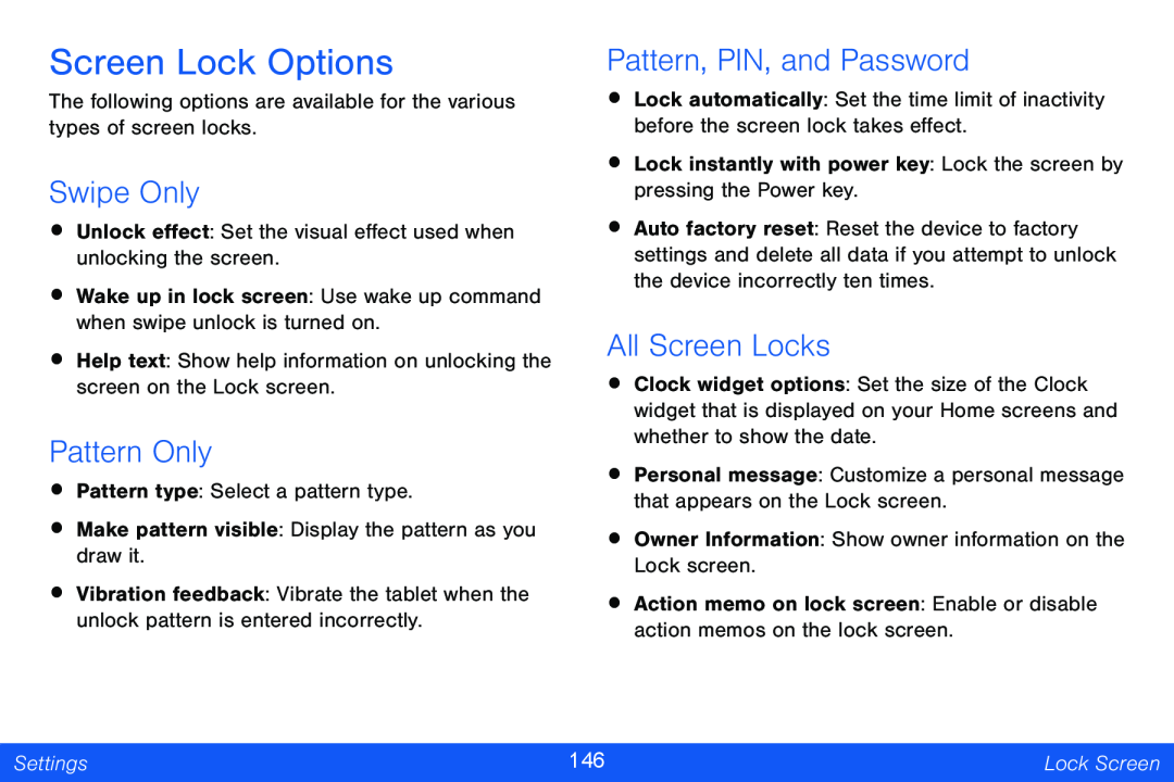 All Screen Locks Galaxy Note Pro 12.2 Verizon