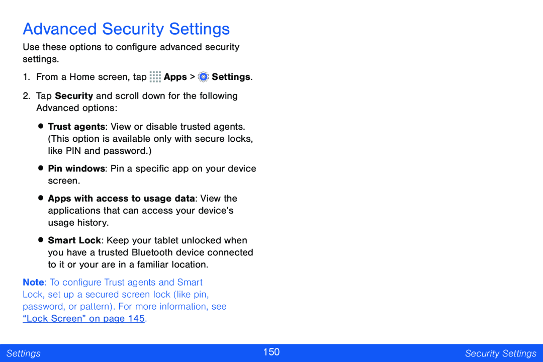 Advanced Security Settings Galaxy Note Pro 12.2 Verizon