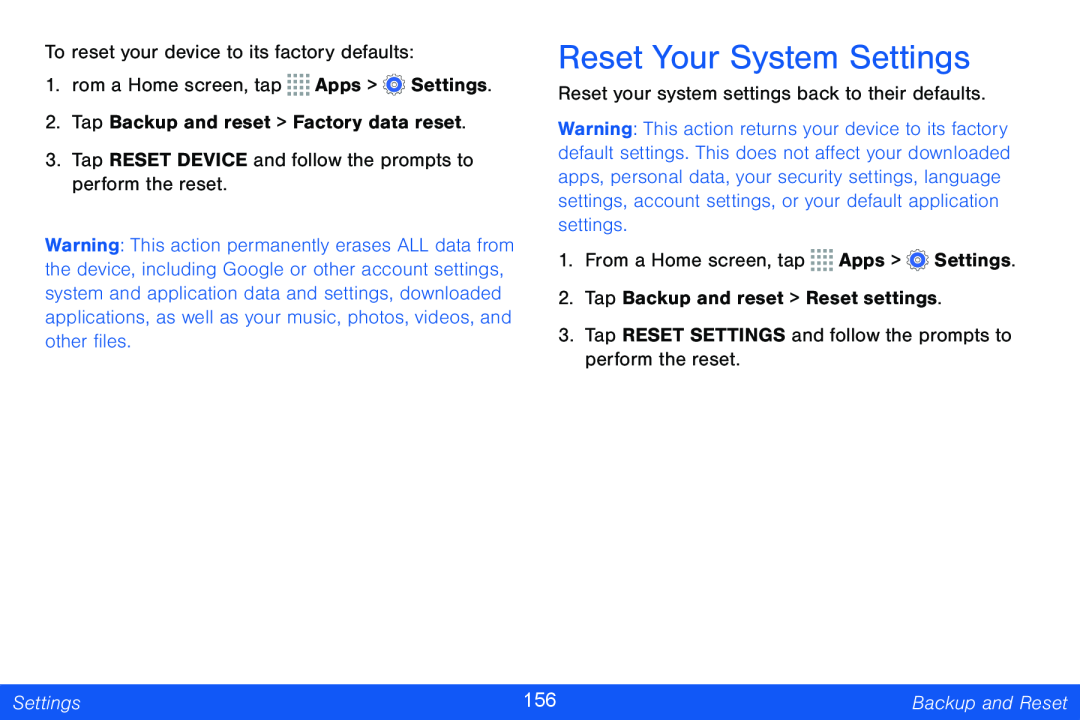 Reset Your System Settings