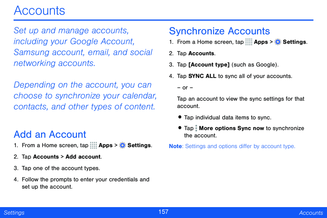 Add an Account Synchronize Accounts