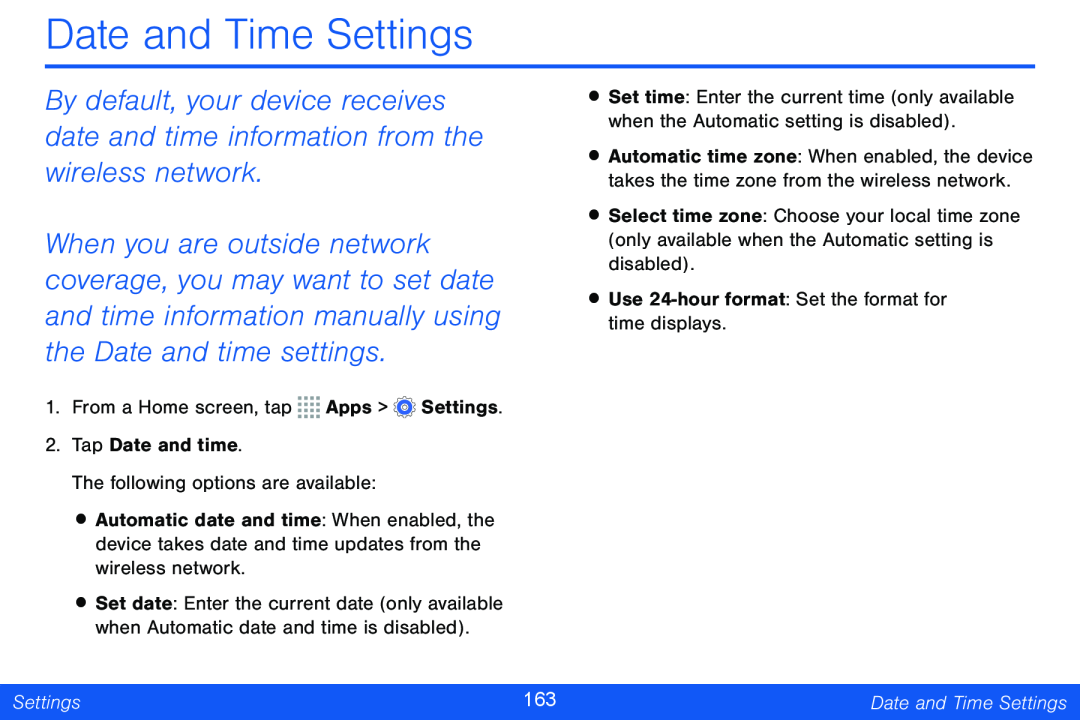 Date and Time Settings Galaxy Note Pro 12.2 Verizon