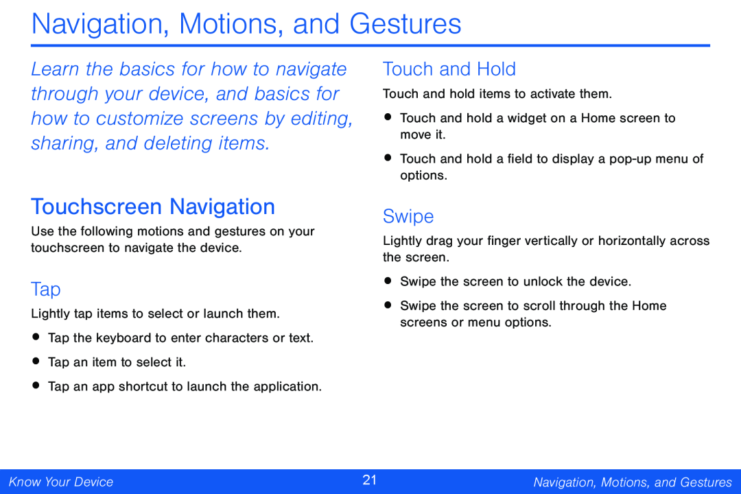 Tap Touch and Hold