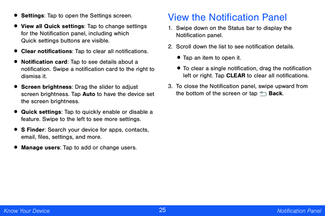 View the Notification Panel