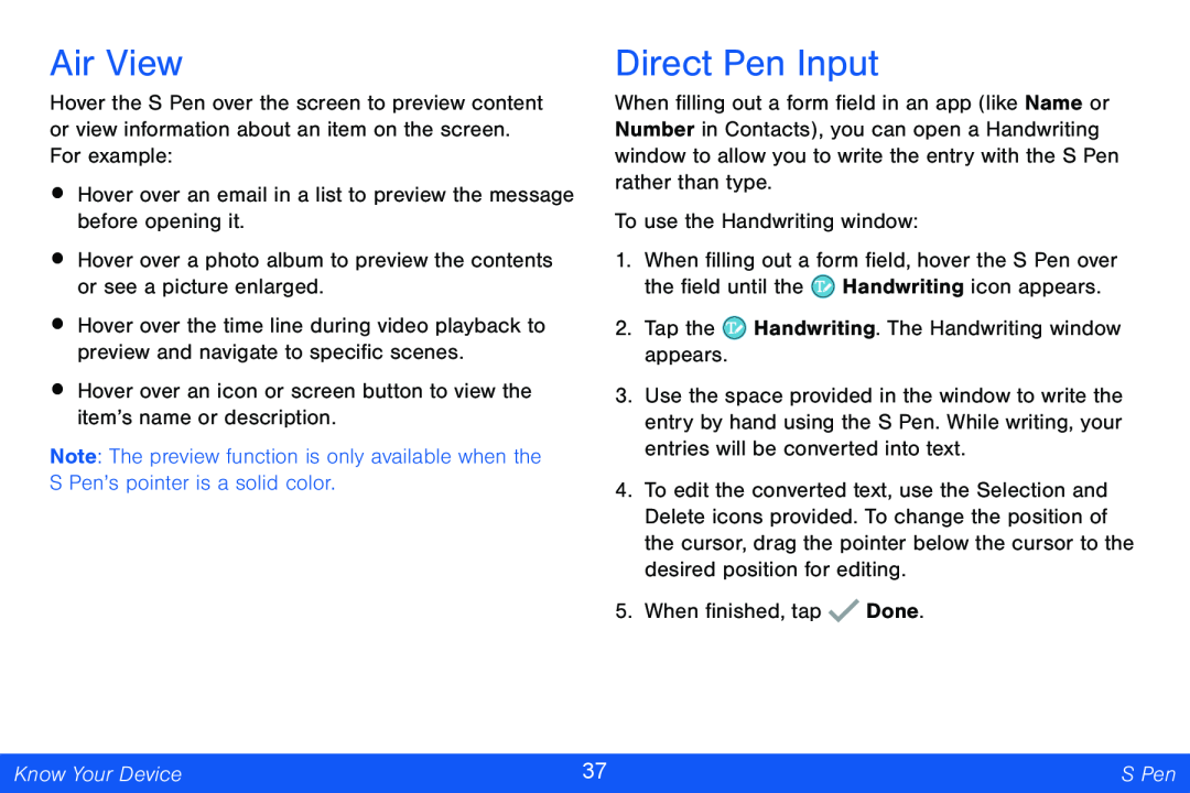 Air View Direct Pen Input