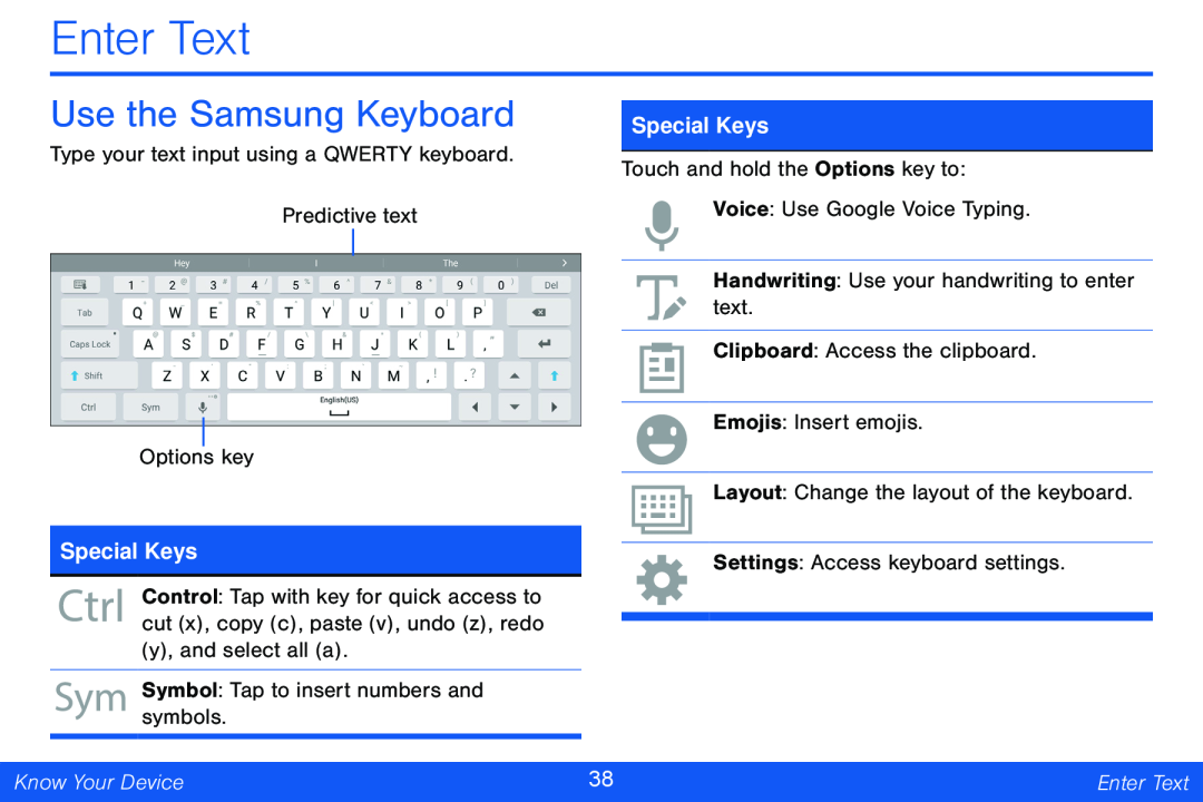 Use the Samsung Keyboard Enter Text