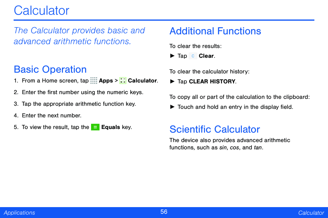 The Calculator provides basic and advanced arithmetic functions Galaxy Note Pro 12.2 Verizon