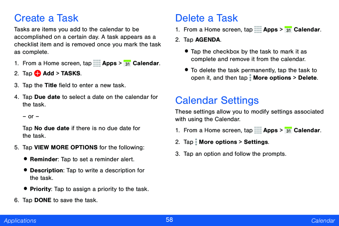 Create a Task Delete a Task