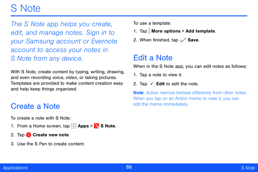 Create a Note Edit a Note