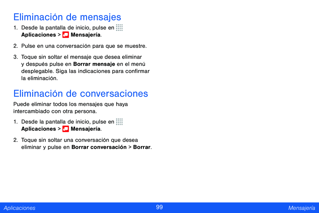 Eliminación de conversaciones Galaxy Note Pro 12.2 Verizon