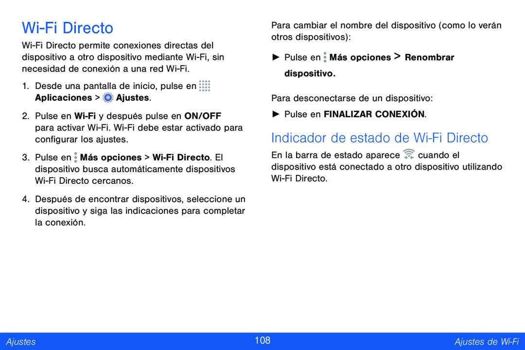 Indicador de estado de Wi-FiDirecto Wi-FiDirecto