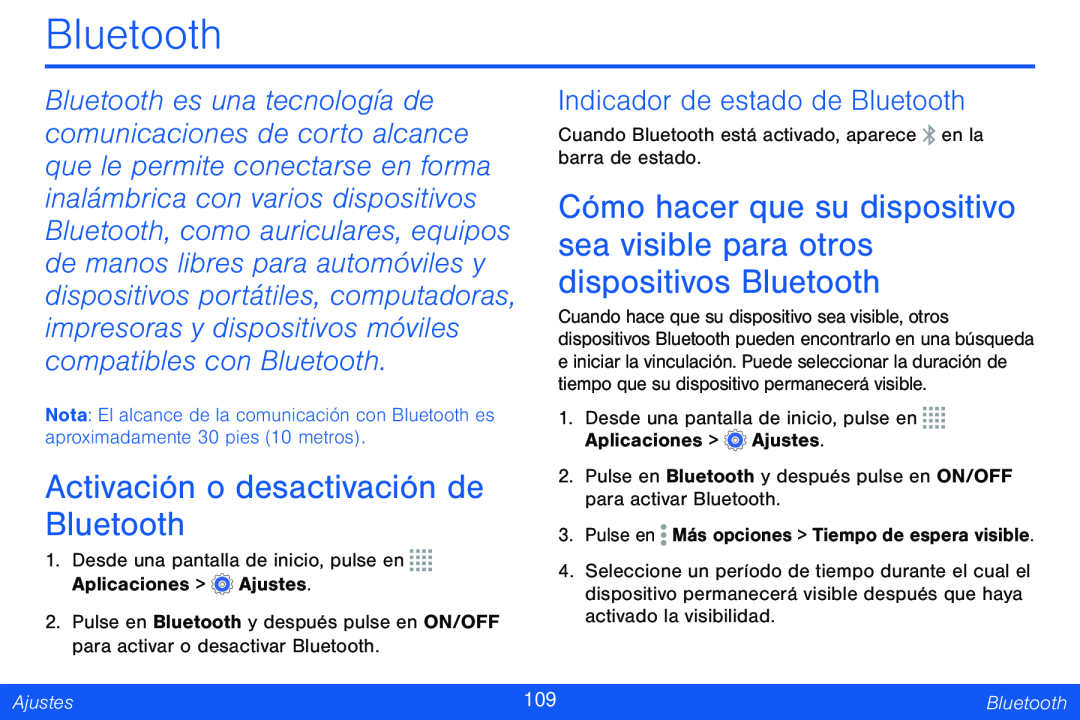 Activación o desactivación de Bluetooth Galaxy Note Pro 12.2 Verizon