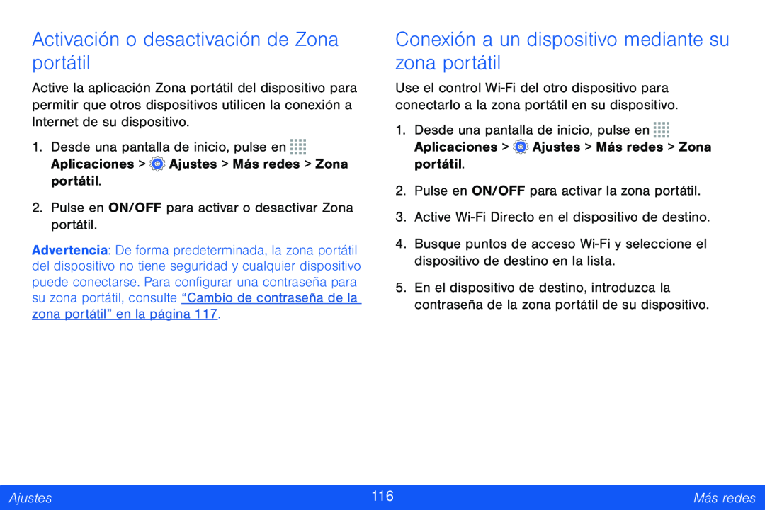 Conexión a un dispositivo mediante su zona portátil Galaxy Note Pro 12.2 Verizon