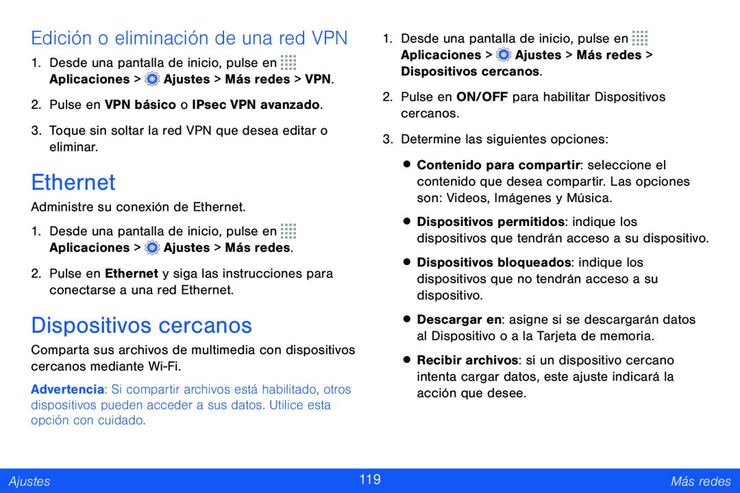 Dispositivos cercanos Galaxy Note Pro 12.2 Verizon