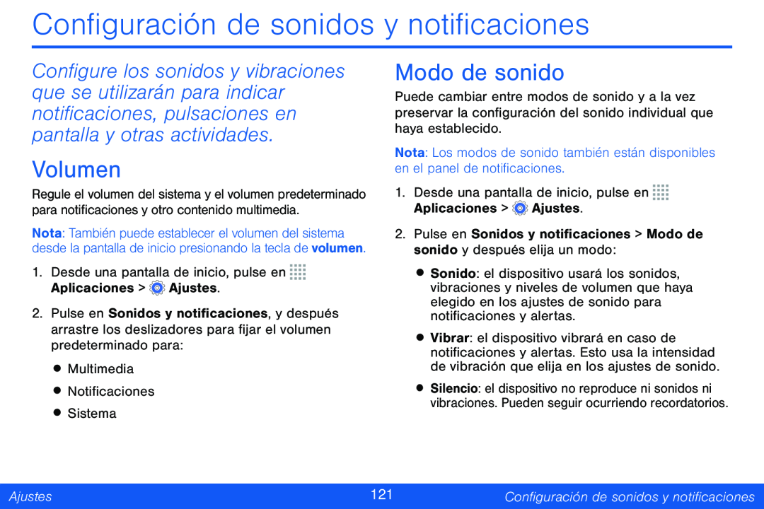 Configuración de sonidos y notificaciones Galaxy Note Pro 12.2 Verizon