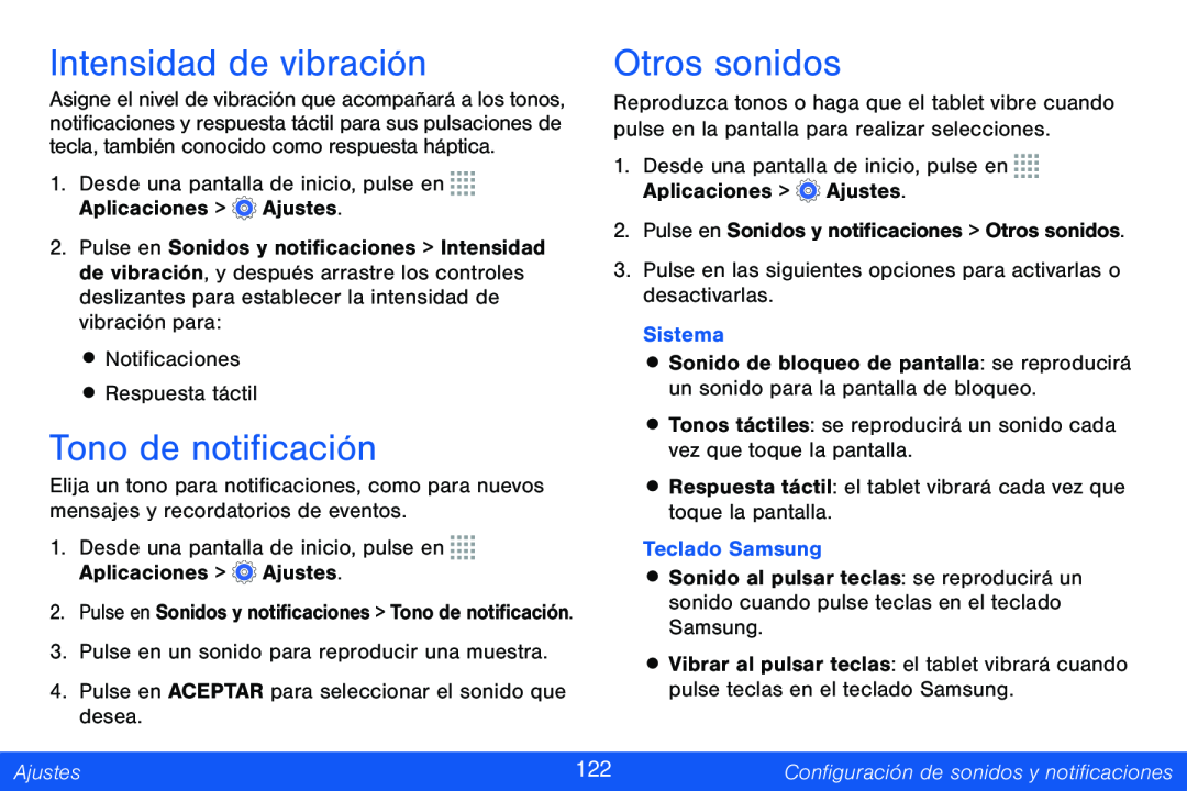 Intensidad de vibración Galaxy Note Pro 12.2 Verizon