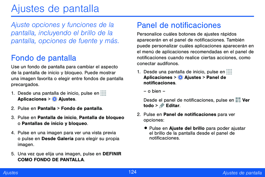 Fondo de pantalla Panel de notificaciones