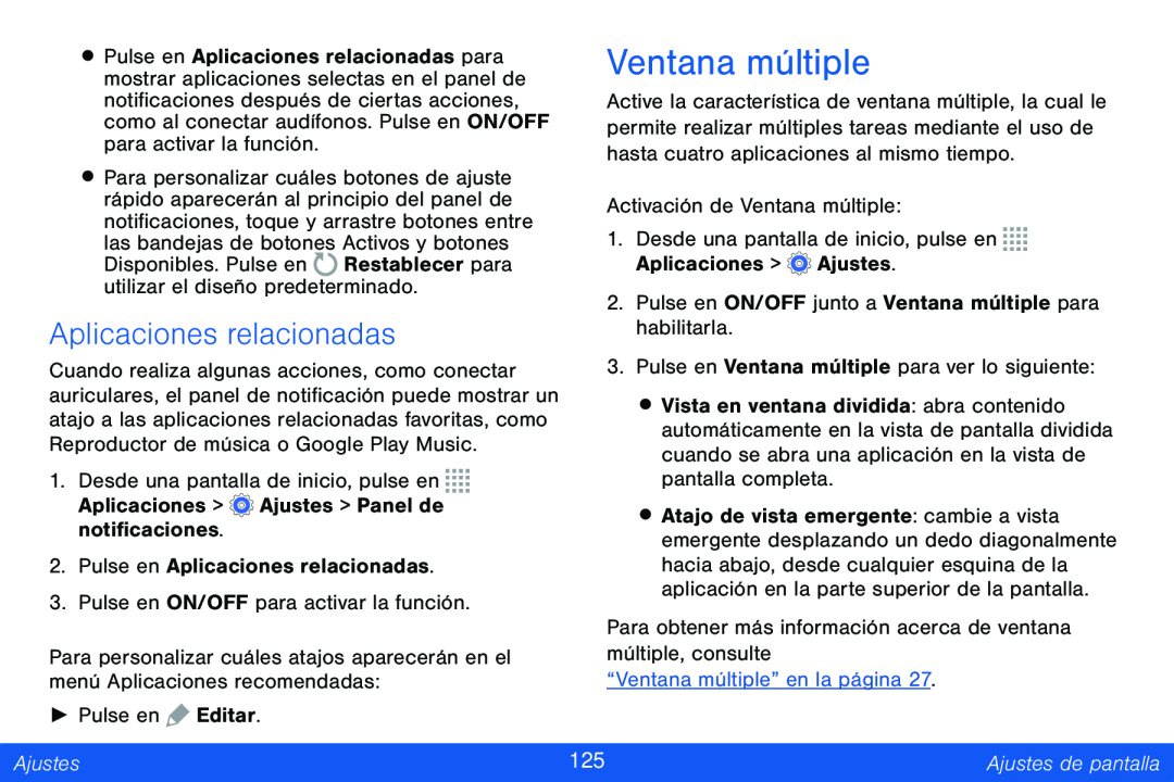 Aplicaciones relacionadas Ventana múltiple