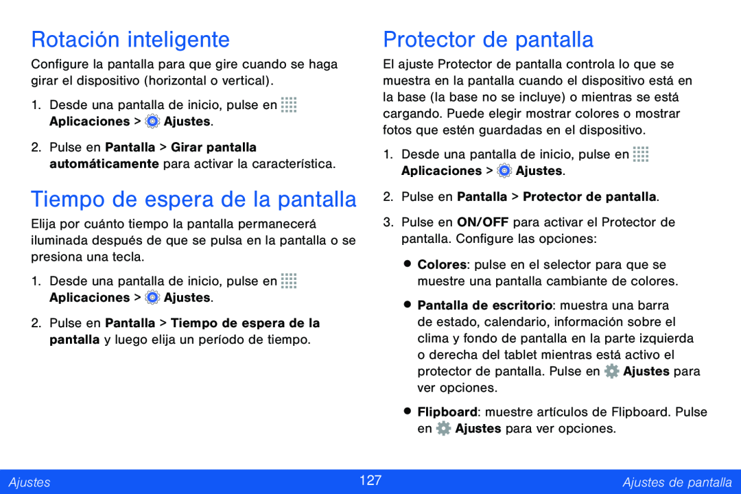 Rotación inteligente Tiempo de espera de la pantalla