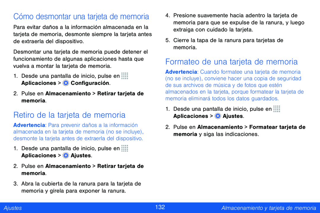 Formateo de una tarjeta de memoria Galaxy Note Pro 12.2 Verizon