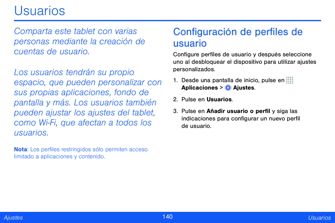 Configuración de perfiles de usuario Usuarios