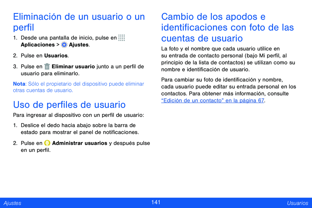 Eliminación de un usuario o un perfil Galaxy Note Pro 12.2 Verizon
