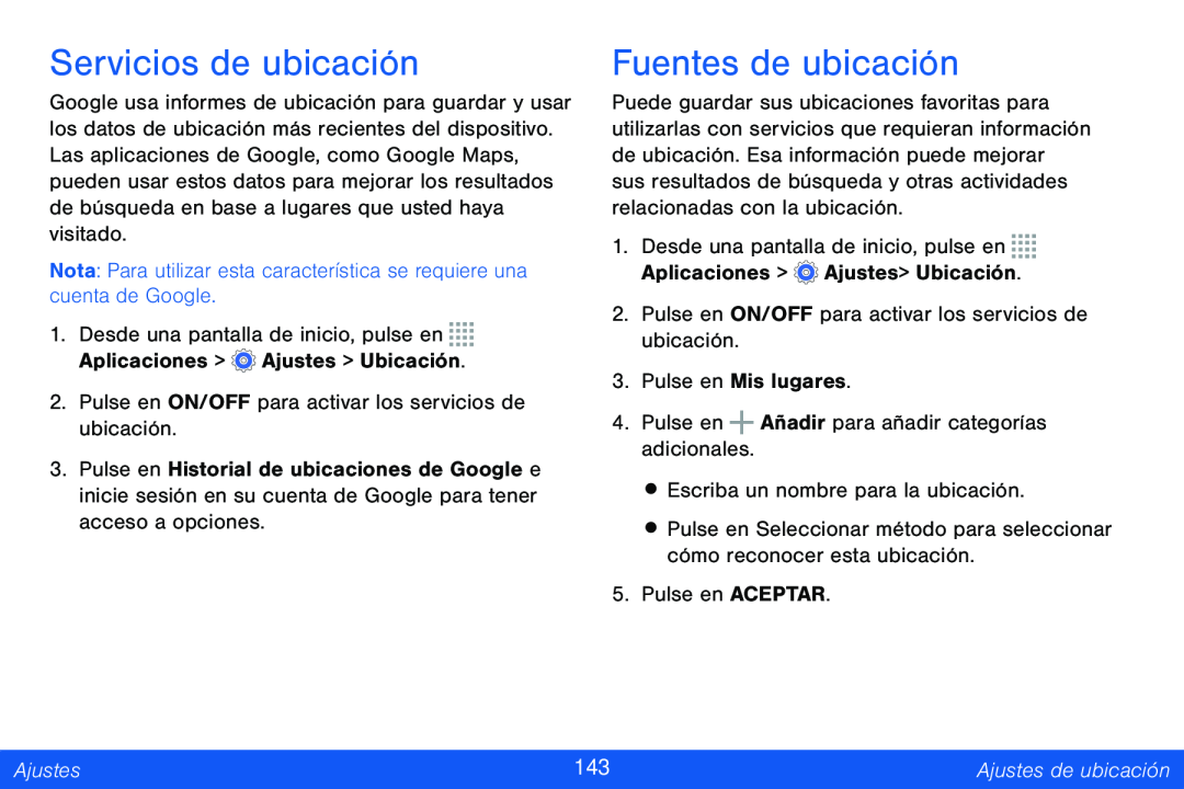 Servicios de ubicación Galaxy Note Pro 12.2 Verizon