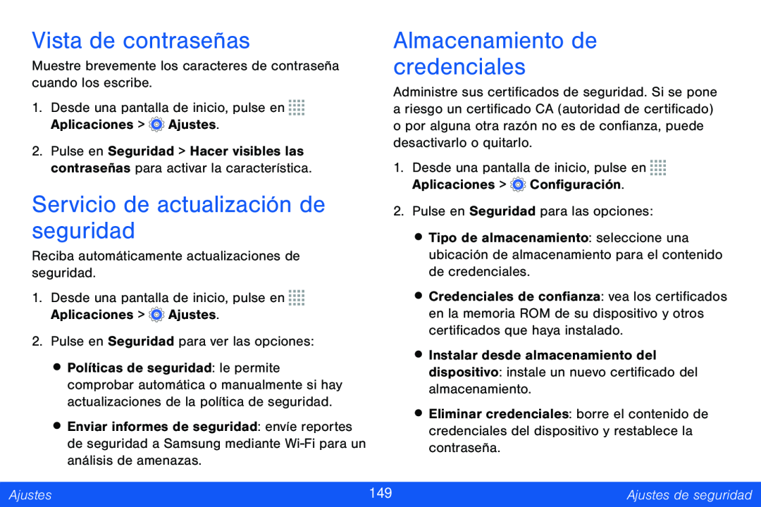 Vista de contraseñas Almacenamiento de