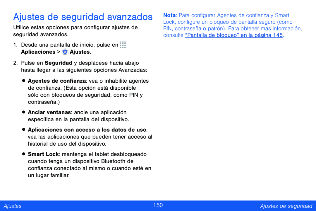 Ajustes de seguridad avanzados Galaxy Note Pro 12.2 Verizon