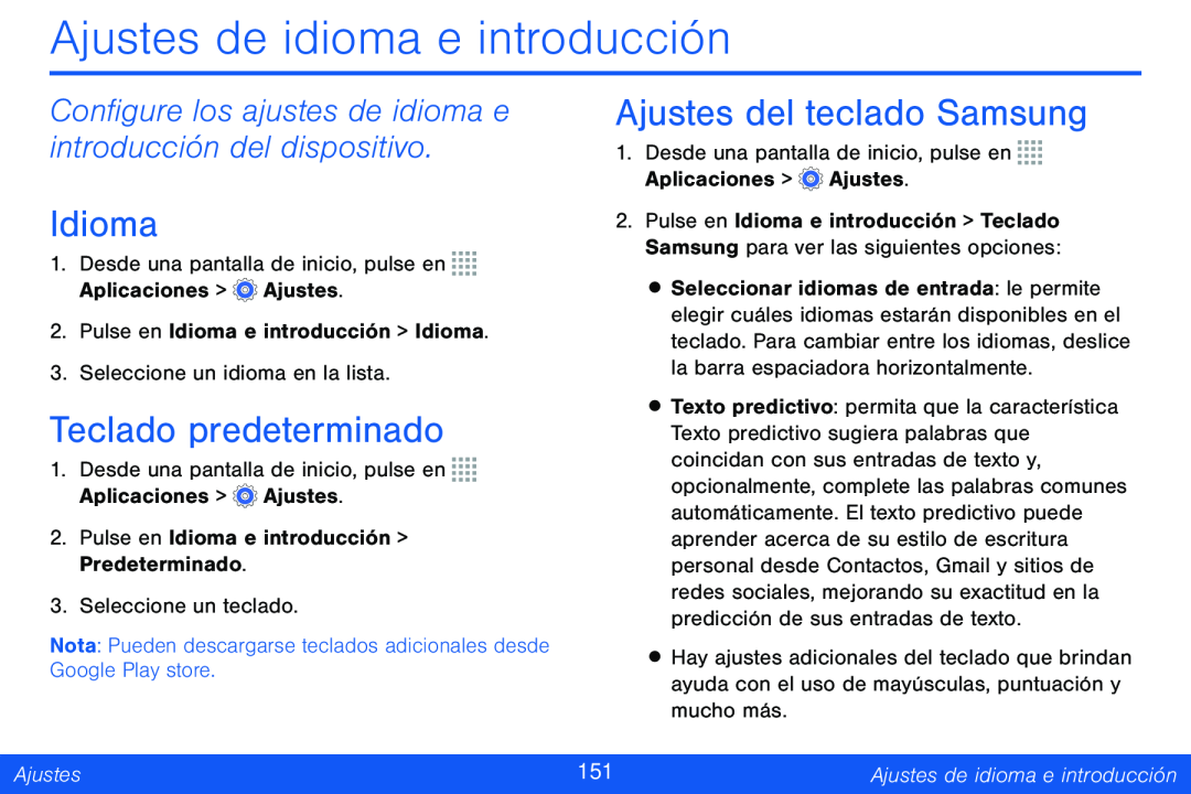 Configure los ajustes de idioma e introducción del dispositivo