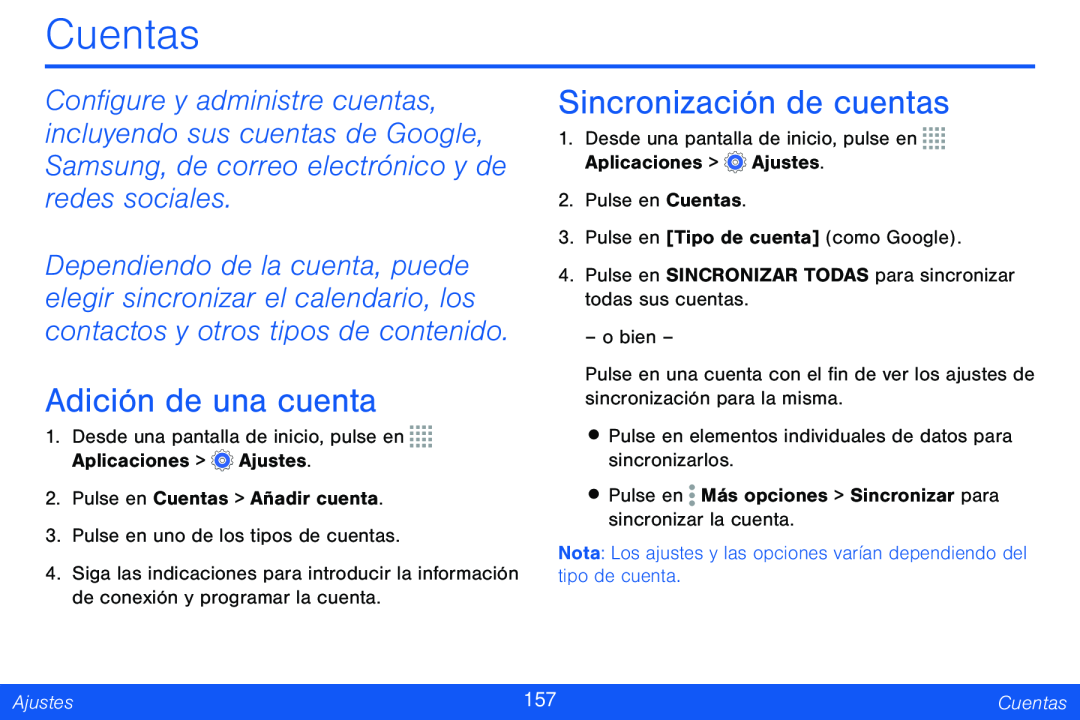 Sincronización de cuentas Galaxy Note Pro 12.2 Verizon