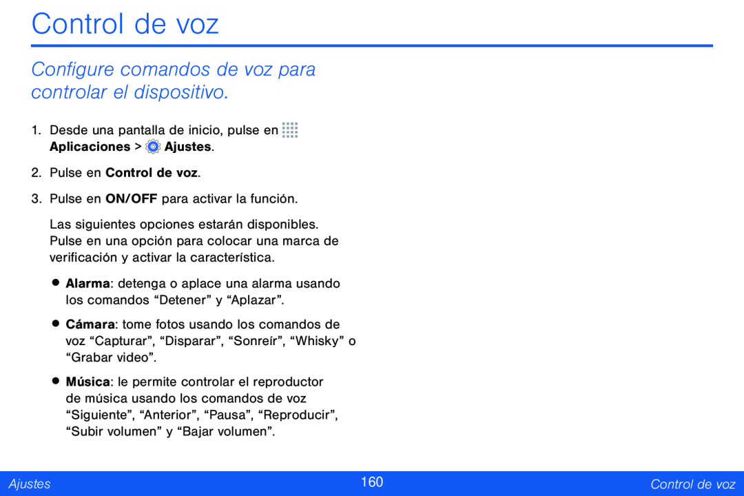 Configure comandos de voz para controlar el dispositivo Control de voz