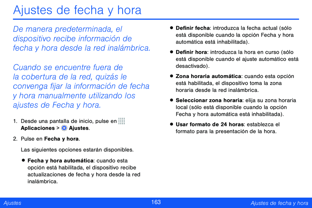 Ajustes de fecha y hora