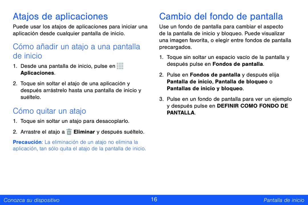 Cómo añadir un atajo a una pantalla de inicio Galaxy Note Pro 12.2 Verizon