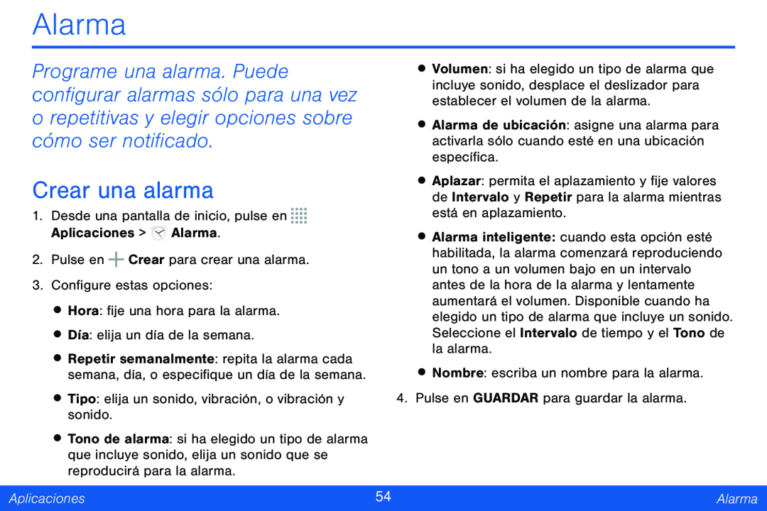 Crear una alarma Alarma