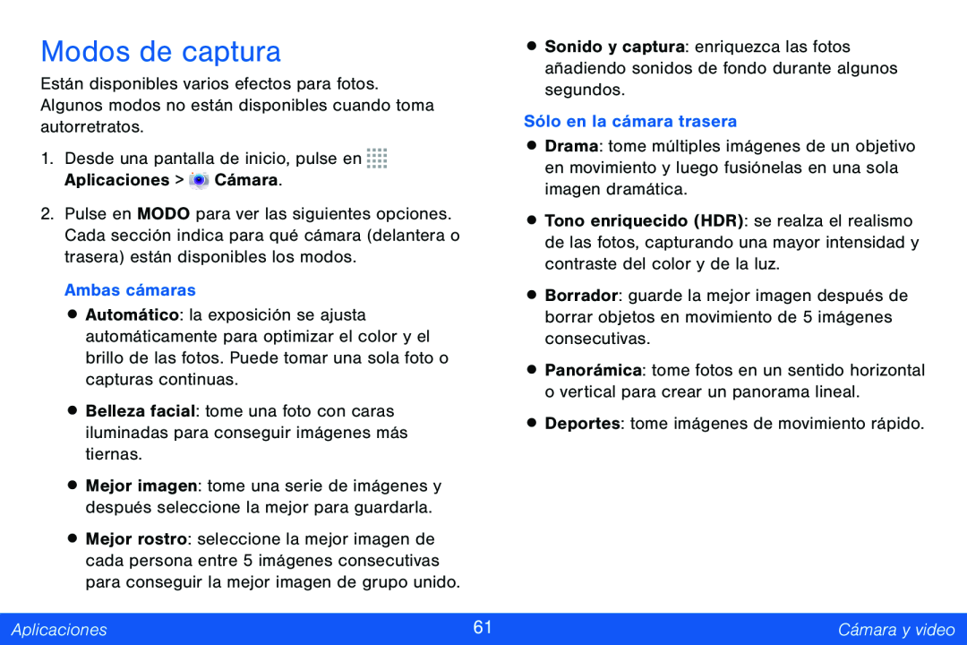 Modos de captura Galaxy Note Pro 12.2 Verizon