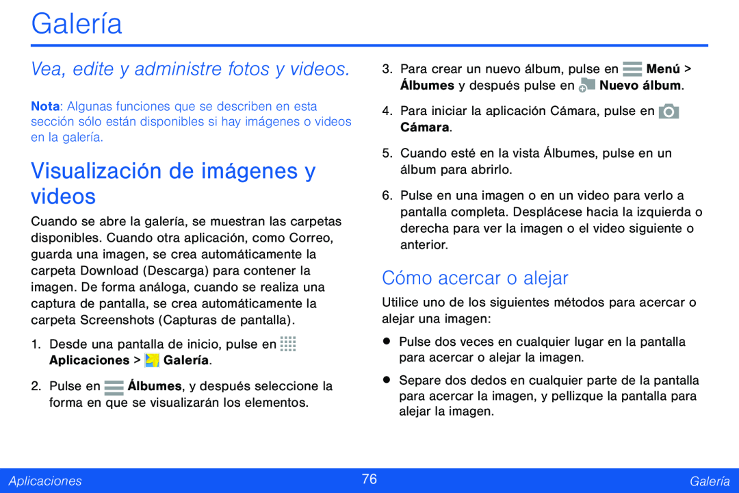 Visualización de imágenes y videos Galaxy Note Pro 12.2 Verizon