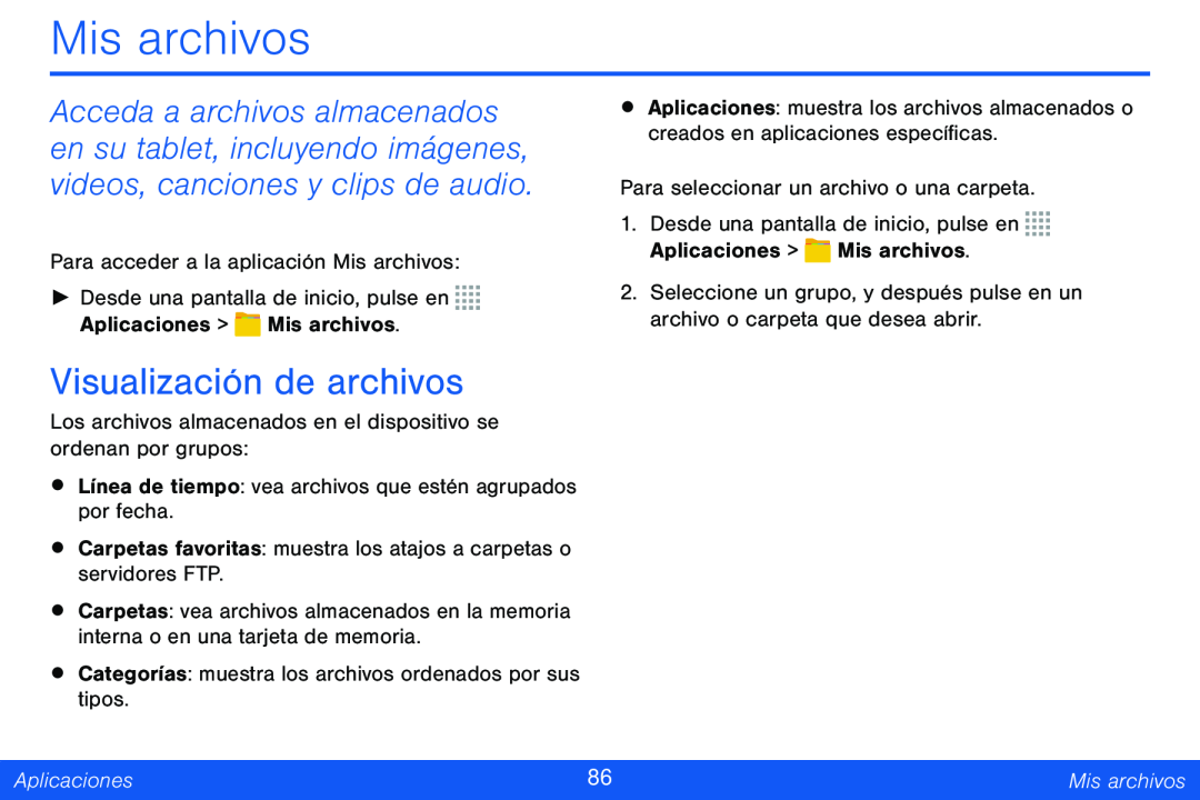 Visualización de archivos Mis archivos