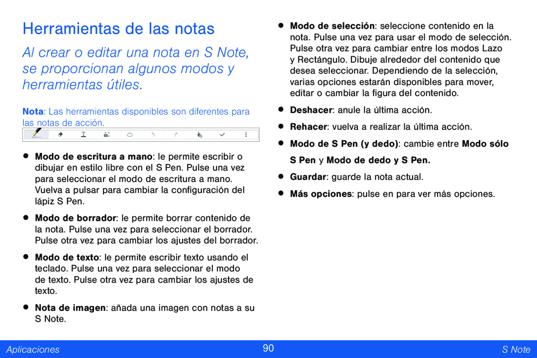 Herramientas de las notas Galaxy Note Pro 12.2 Verizon