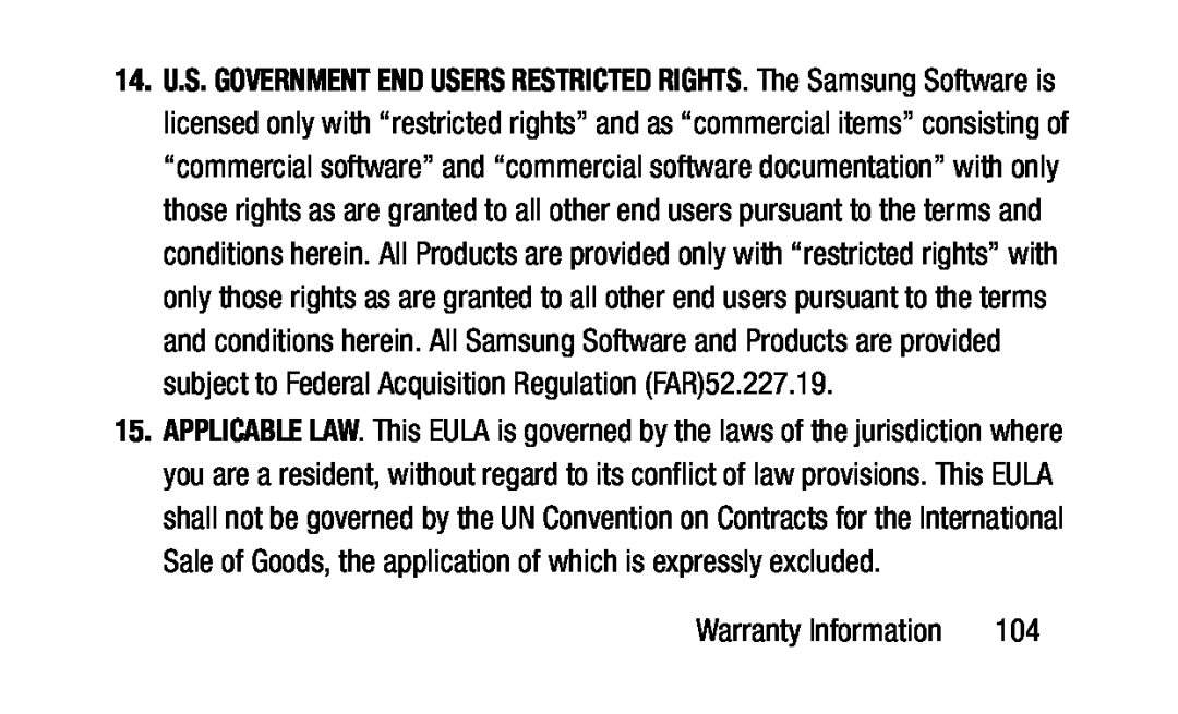 U.S. GOVERNMENT END USERS RESTRICTED RIGHTS APPLICABLE LAW