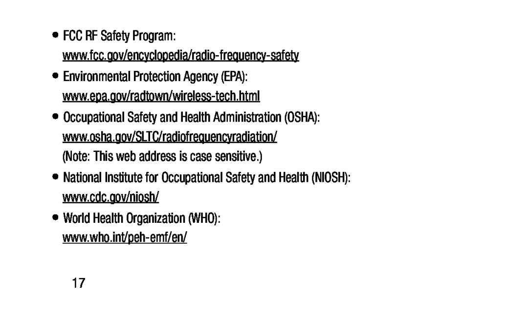 (Note: This web address is case sensitive.) National Institute for Occupational Safety and Health (NIOSH):