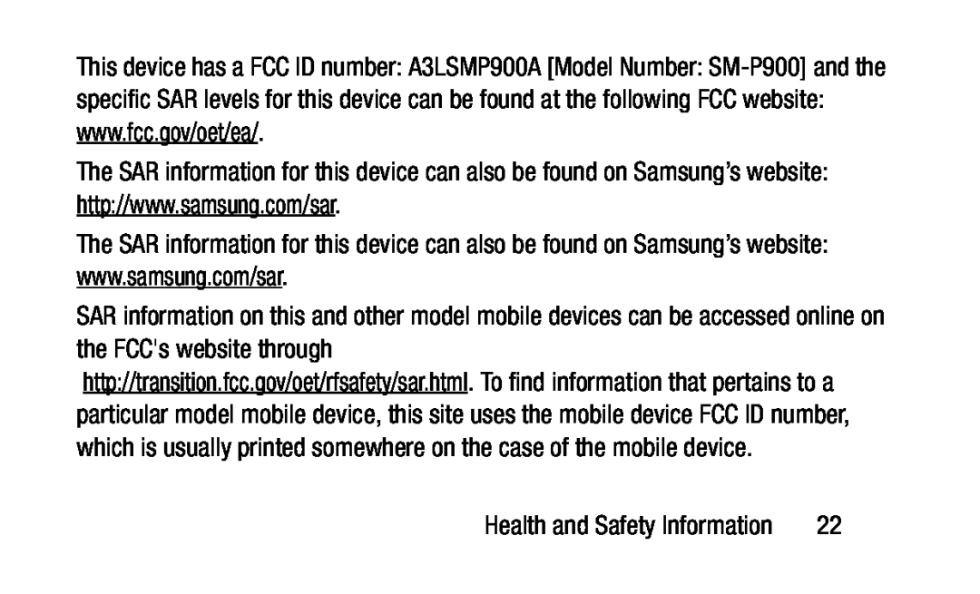 http://www.samsung.com/sar Galaxy Note Pro 12.2 Wi-Fi