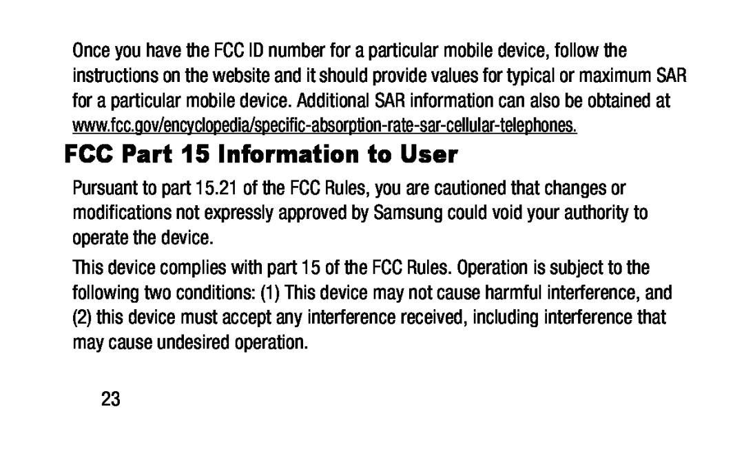 FCC Part 15 Information to User Galaxy Note Pro 12.2 Wi-Fi