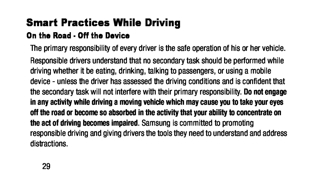 Smart Practices While Driving Galaxy Note Pro 12.2 Wi-Fi