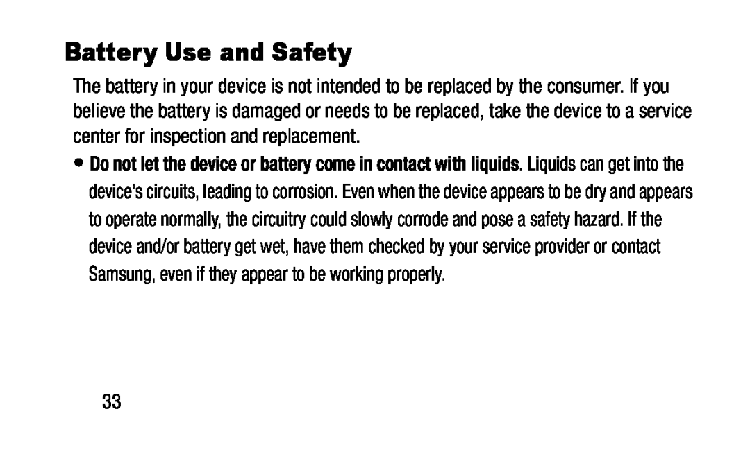 Battery Use and Safety Galaxy Note Pro 12.2 Wi-Fi