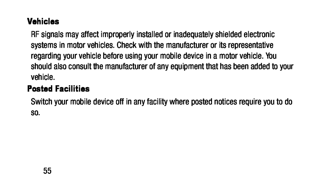 Vehicles Posted Facilities